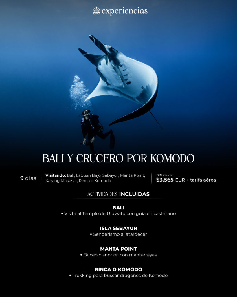BAli y Crucero por Komodo 9 días Visitando: Bali, Labuan Bajo, Sebayur, Manta Point, Karang Makasar, Rinca o Komodo